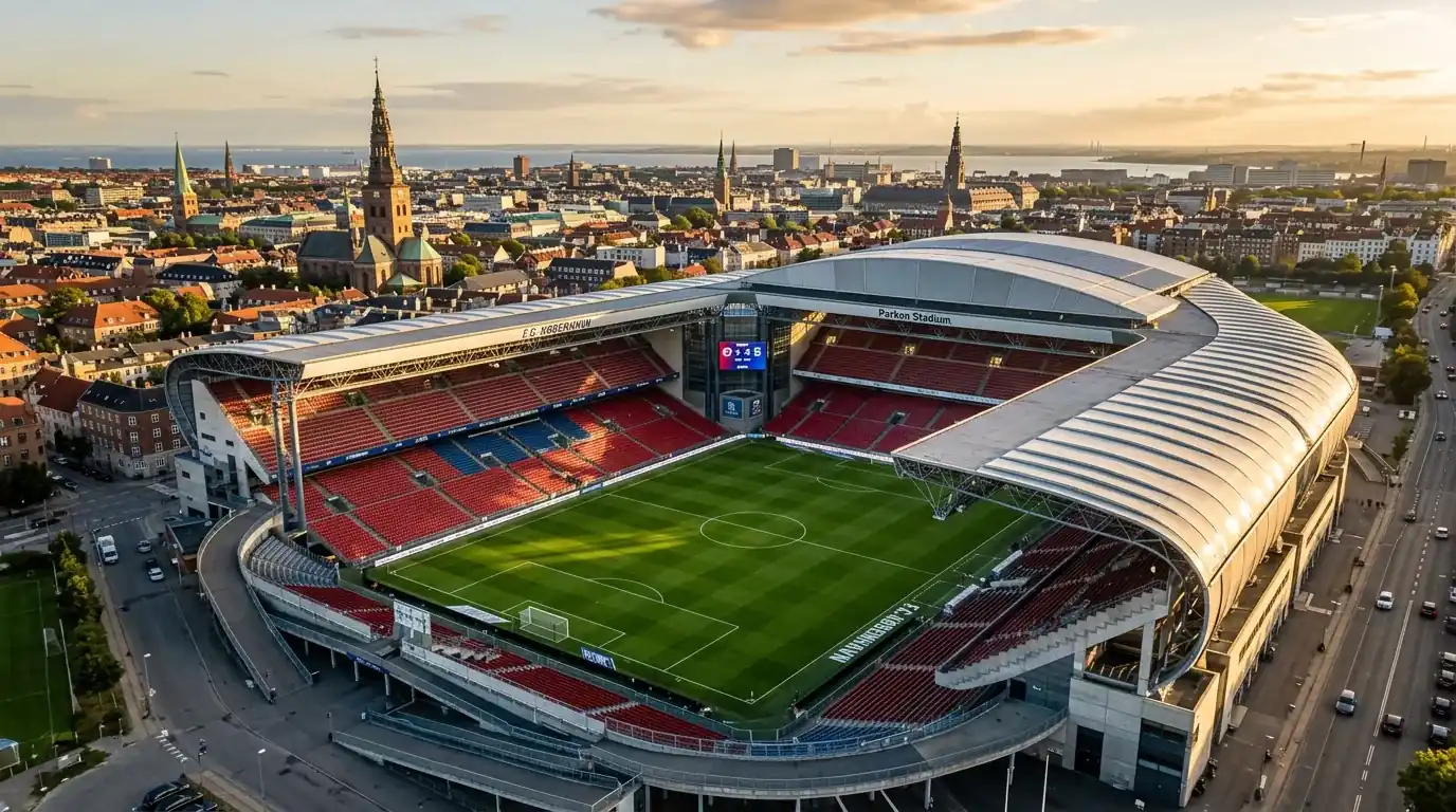 Dansk stadion med grønt fodboldfelt og tilskuere som symbol på det danske betting-marked i 2026